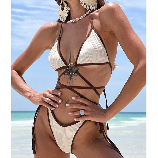 Exotic Two-Piece Crossed Bikini